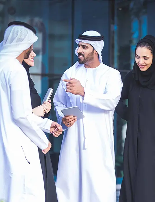 Group of UAE professionals having a business discussion